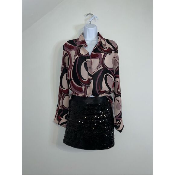 Y2K abstract Longsleeve Button Down. Size medium - Picture 1 of 8
